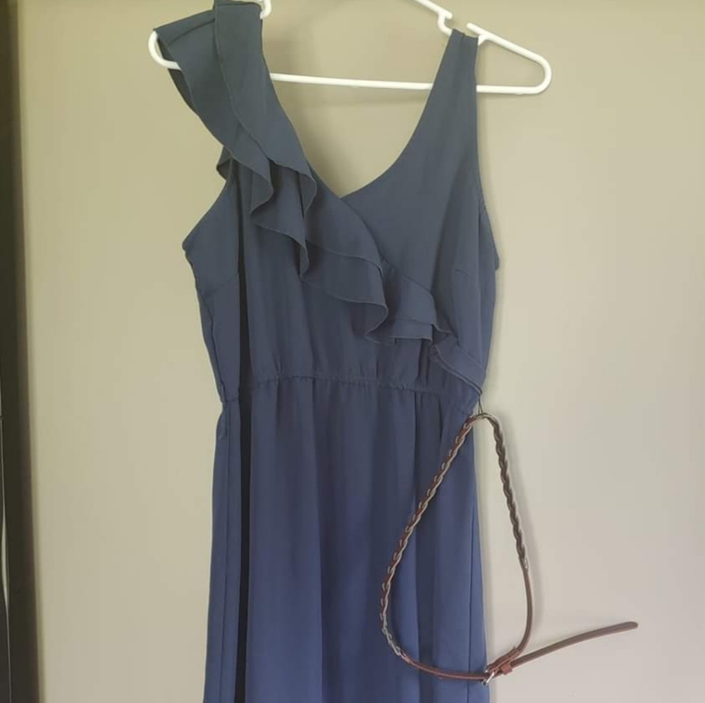 Womens navy blue belted dress